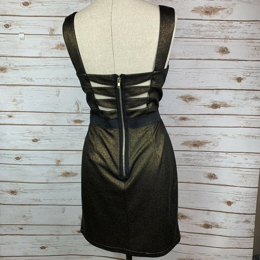 Betsey Johnson Black Gold Shimmer Bodycon Bondage